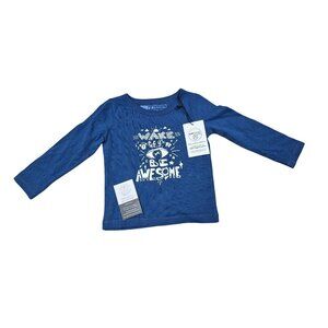Kidential Organic Cotton Long Sleeve Toddler Shirt "Wake Up & Be Awesome" Size 3